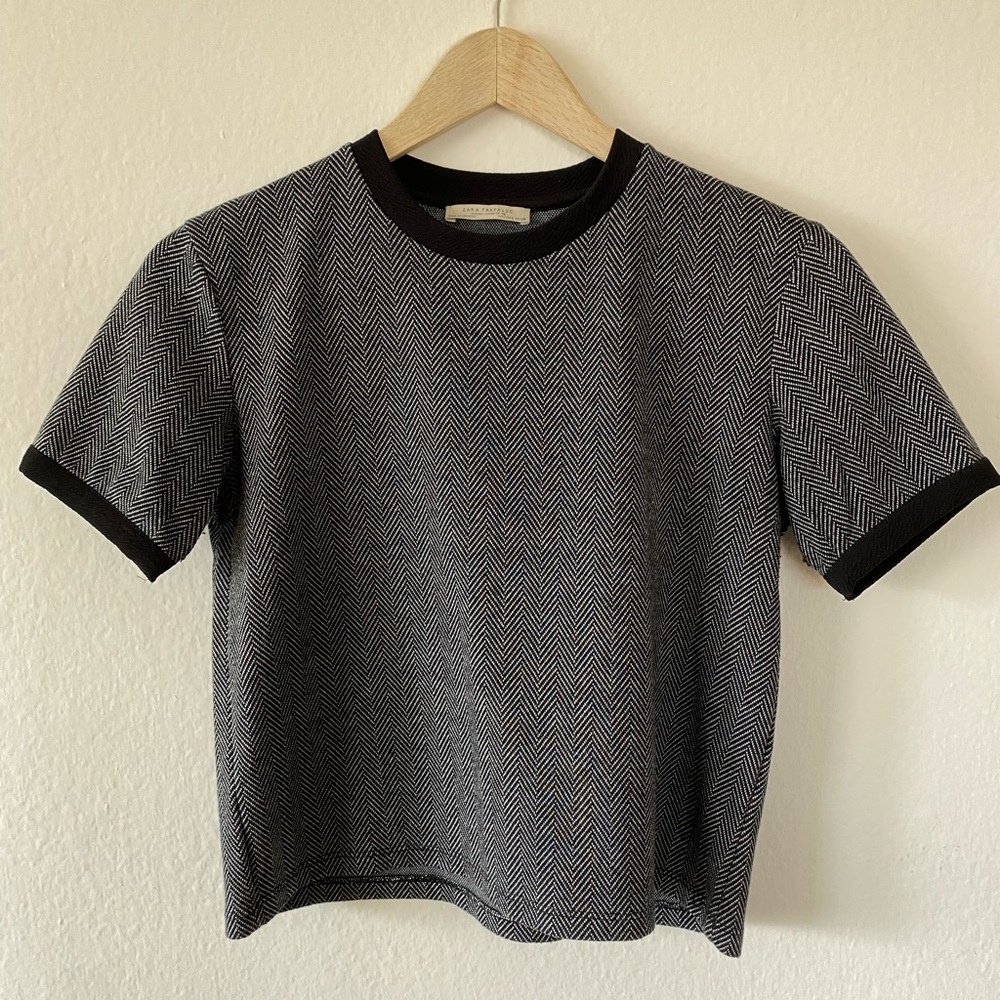 Grey Herringbone Cropped Top Size S from Zara